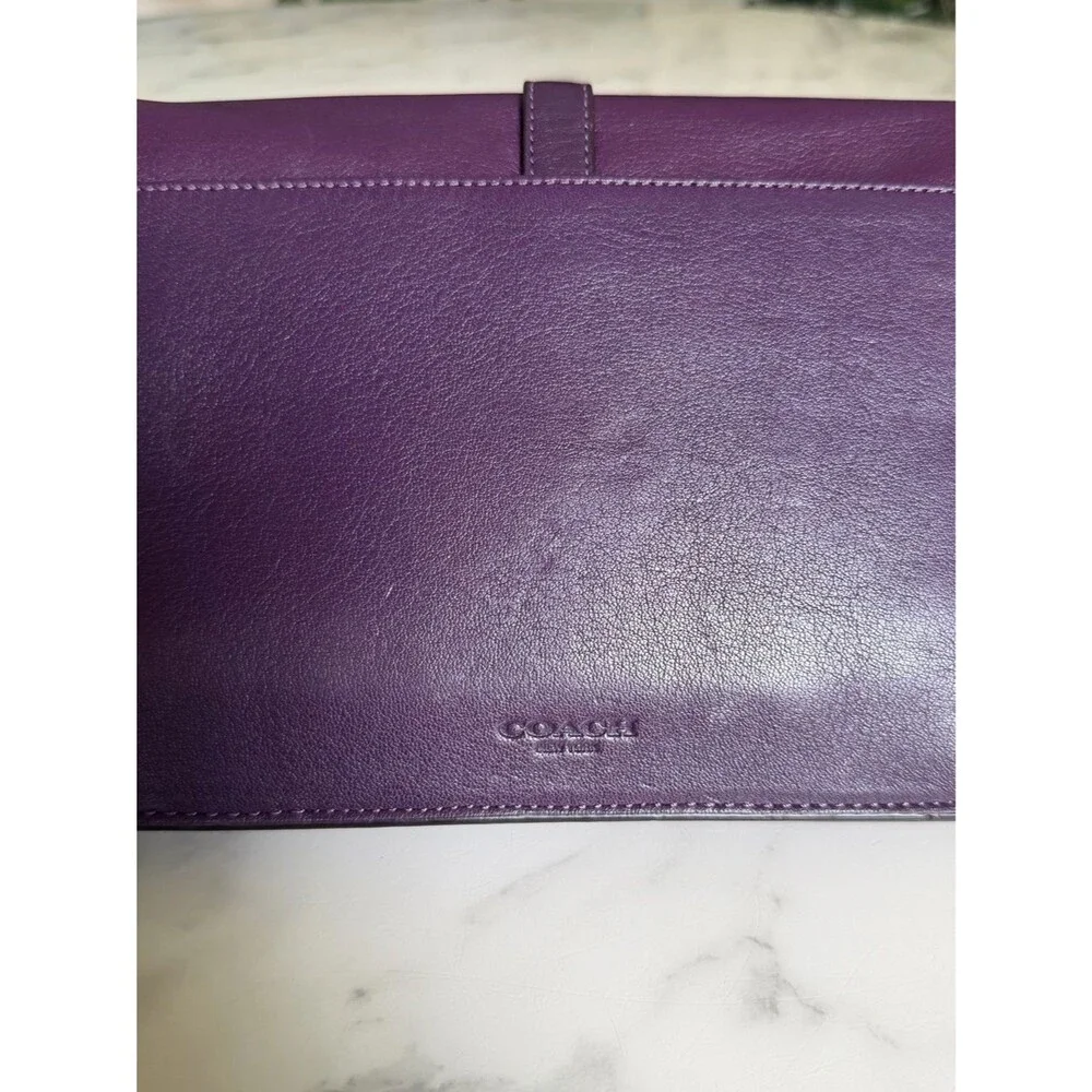 COACH LEGACY LEATHER SLIM CLUTCH BRASS BLACK VIOLET PURPLE F50509 Crossbody Bag